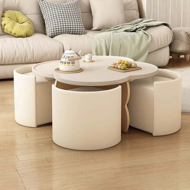 Minimalist Clover Round Wood Coffee Table