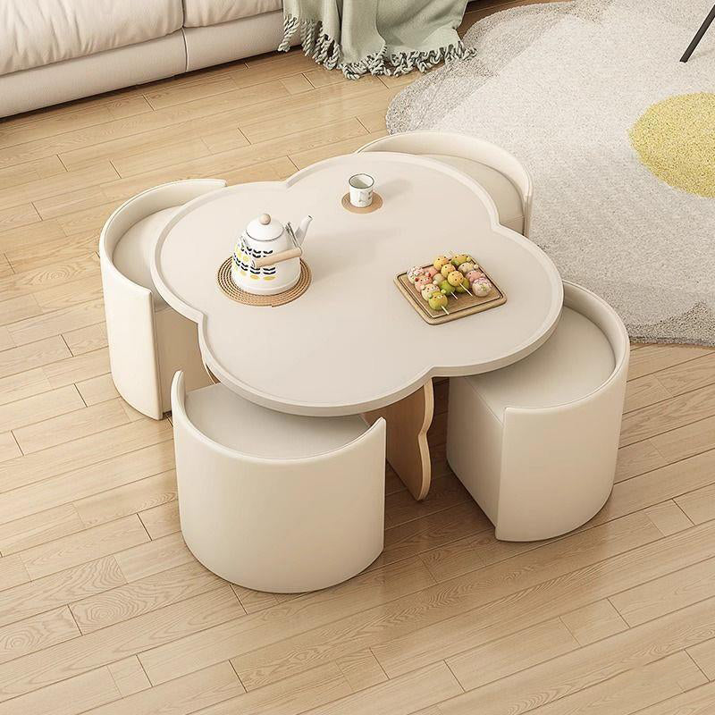 Minimalist Clover Round Wood Coffee Table