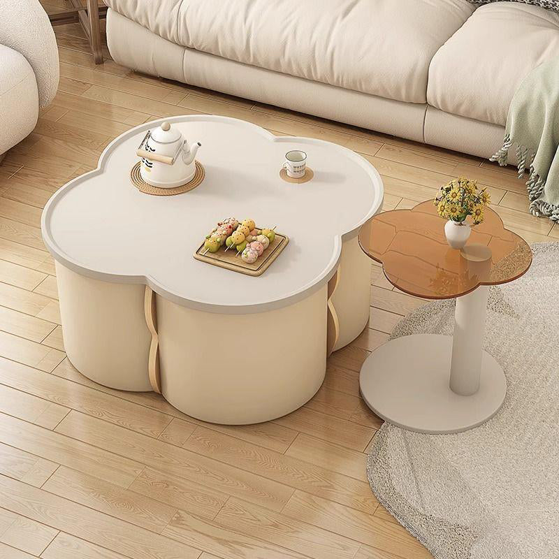 Minimalist Clover Round Wood Coffee Table