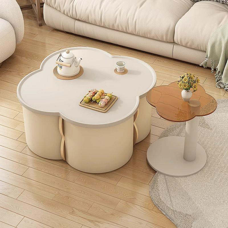 Minimalist Clover Round Wood Coffee Table