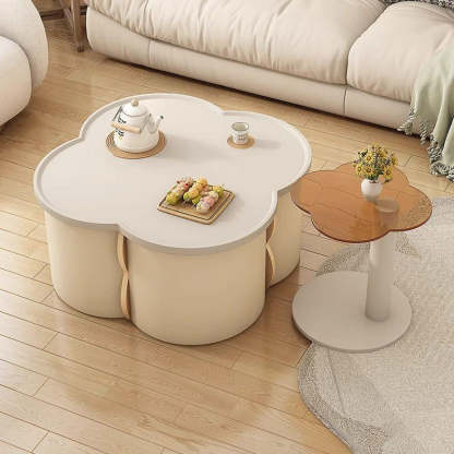 Minimalist Clover Round Wood Coffee Table