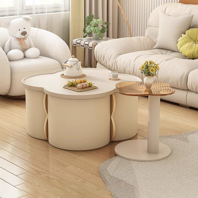 Minimalist Clover Round Wood Coffee Table