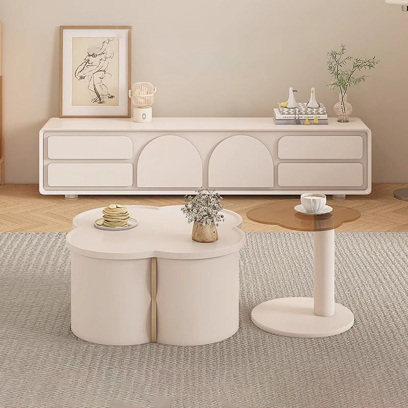 Minimalist Clover Round Wood Coffee Table