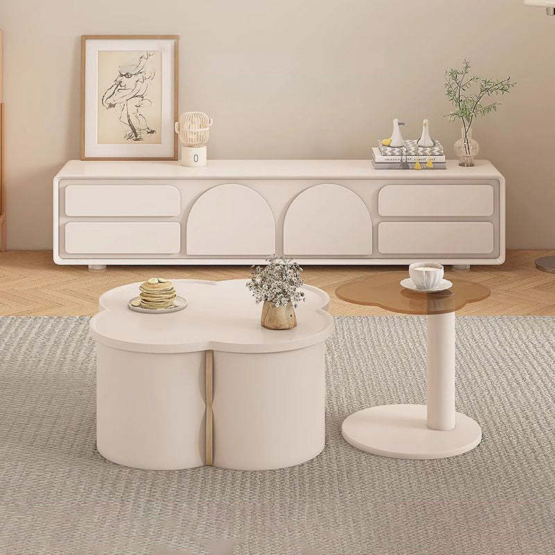 Minimalist Clover Round Wood Coffee Table