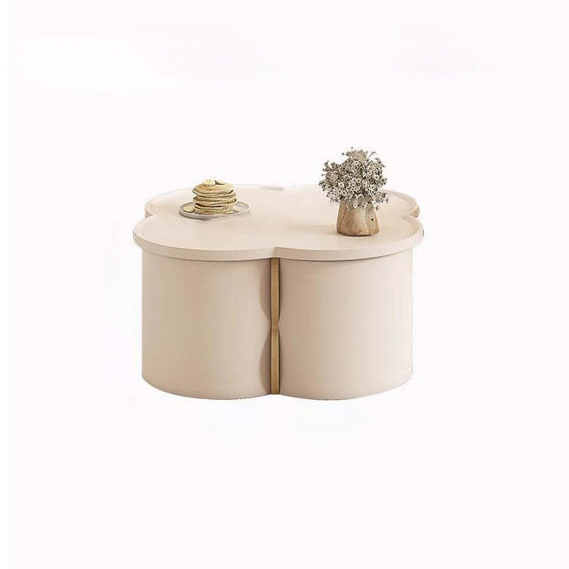 Minimalist Clover Round Wood Coffee Table