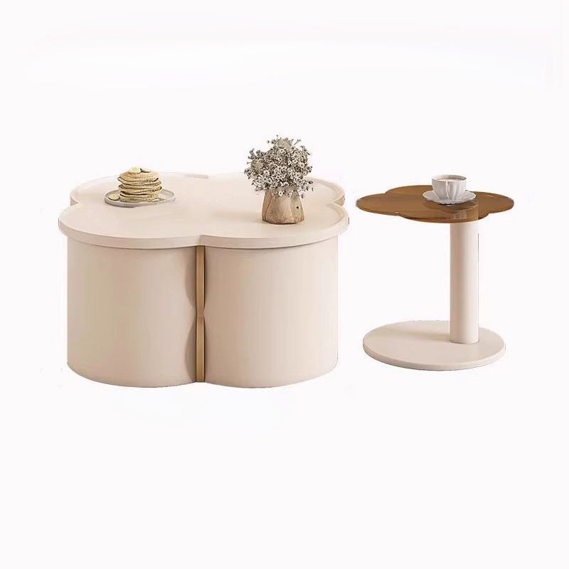 Minimalist Clover Round Wood Coffee Table