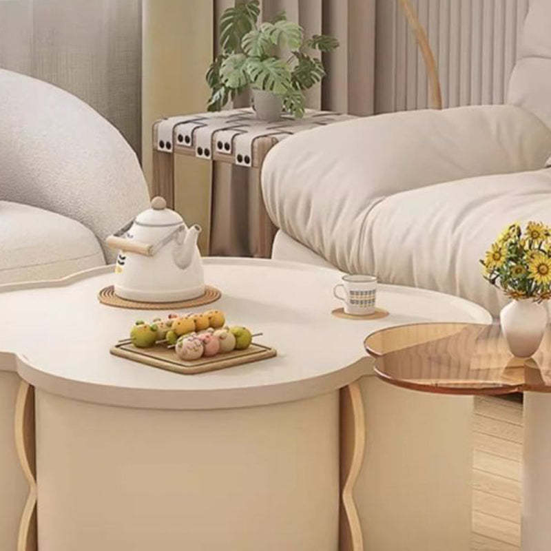 Minimalist Clover Round Wood Coffee Table