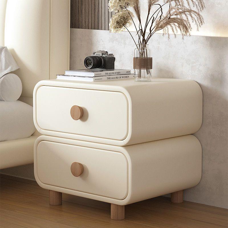 Scandinavian Wood 2-Drawer Nightstand — Beige