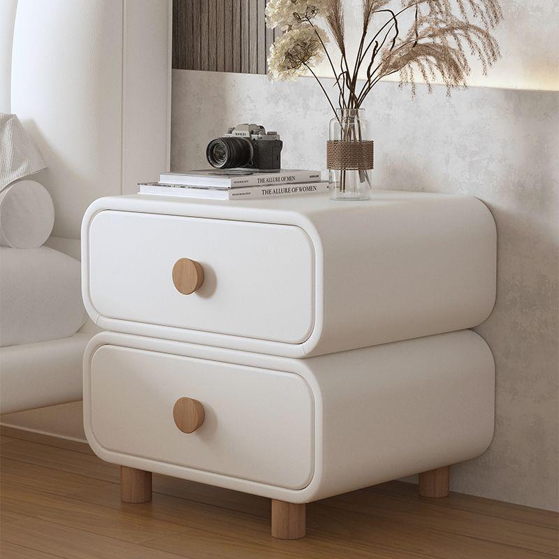 Scandinavian Wood 2-Drawer Nightstand — White
