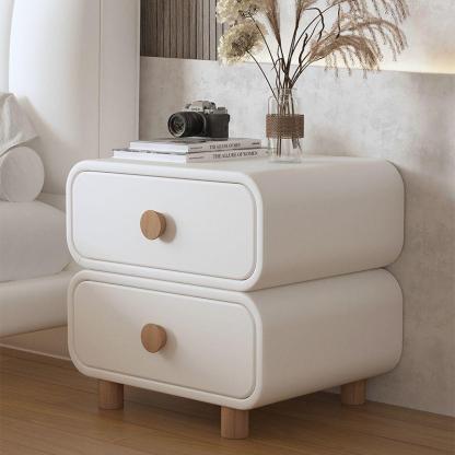 Scandinavian Wood 2-Drawer Nightstand — White