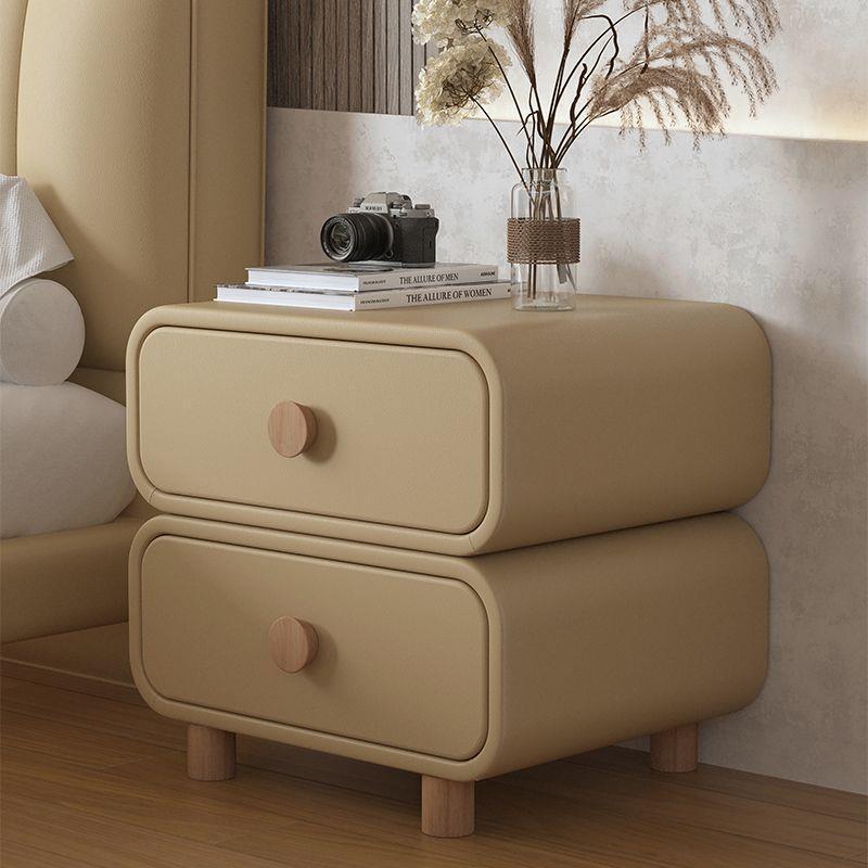 Scandinavian Wood 2-Drawer Nightstand — Light Gray