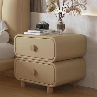 Scandinavian Wood 2-Drawer Nightstand — Light Gray