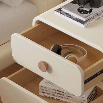 Scandinavian Wood 2-Drawer Nightstand — Khaki