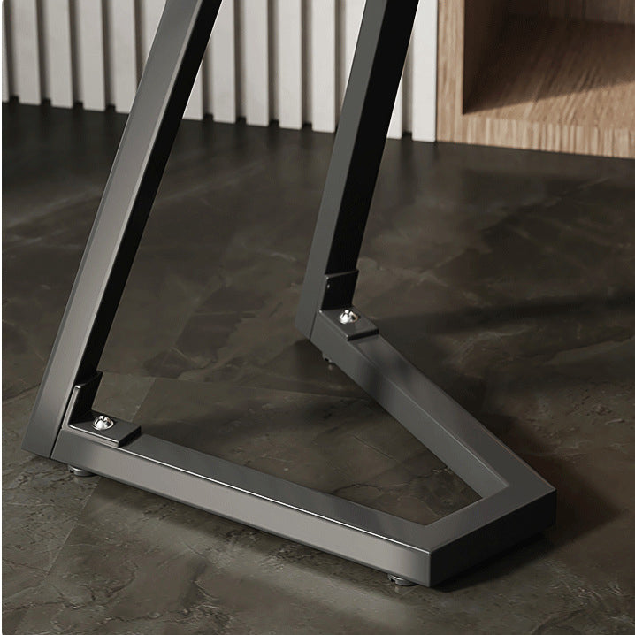 Contemporary Round Wood Steel Side Table