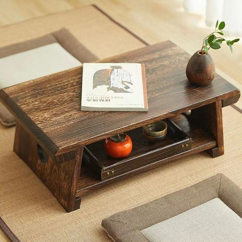 Japanese Solid Wood Coffee Table with Shelf