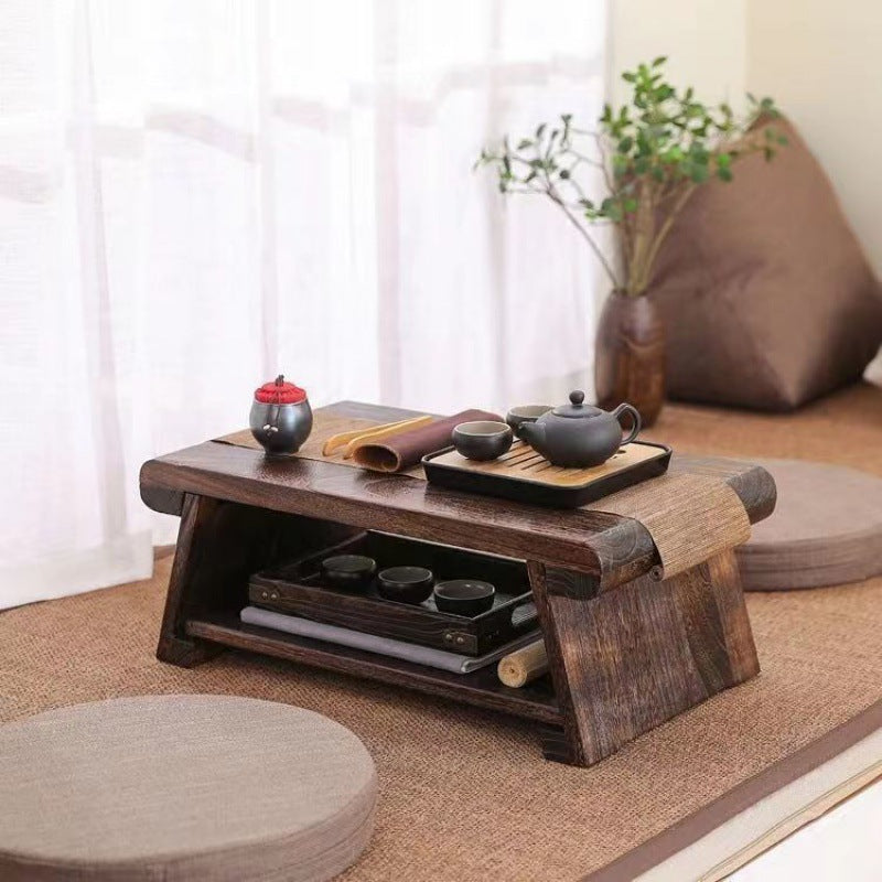 Japanese Solid Wood Coffee Table with Shelf