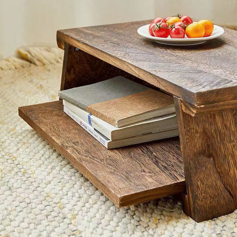 Japanese Solid Wood Coffee Table with Shelf