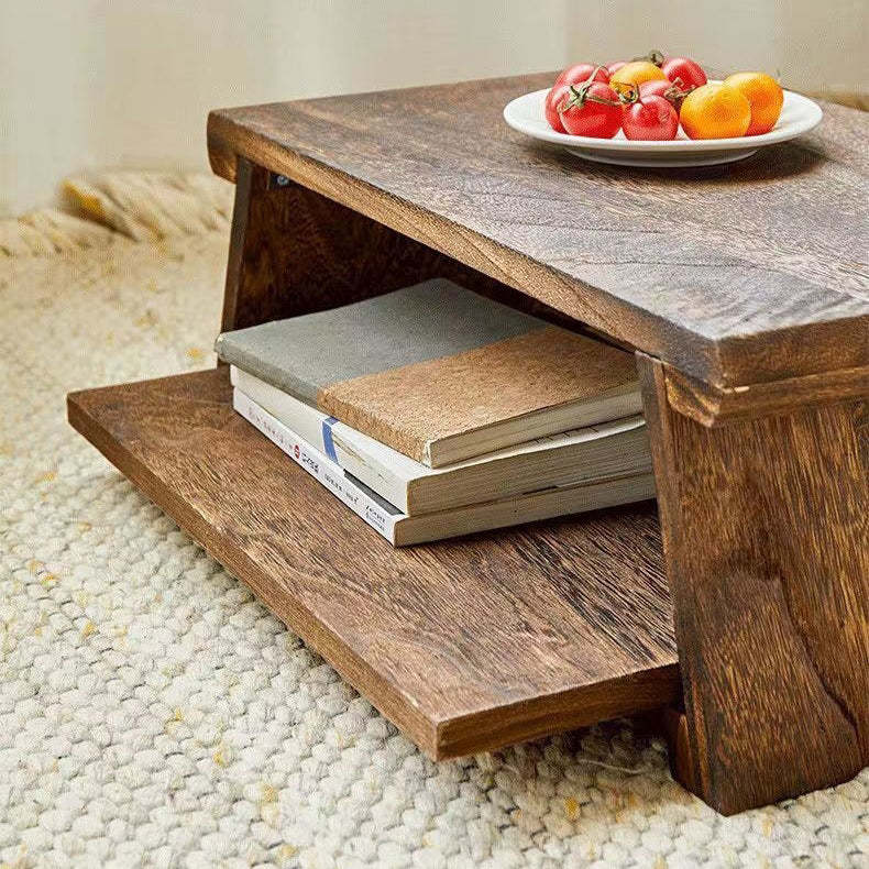 Japanese Solid Wood Coffee Table with Shelf