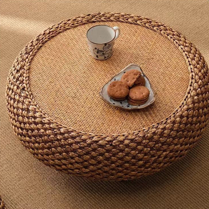 Japanese Rattan Wood Coffee Table with Storage