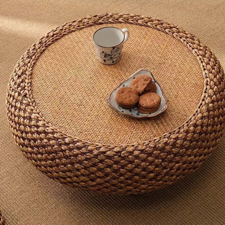 Japanese Rattan Wood Coffee Table with Storage