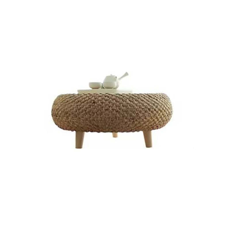 Japanese Rattan Wood Coffee Table with Storage