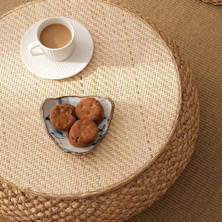 Japanese Rattan Wood Coffee Table with Storage