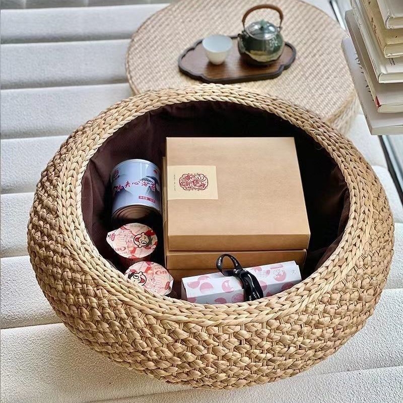 Japanese Rattan Wood Coffee Table with Storage