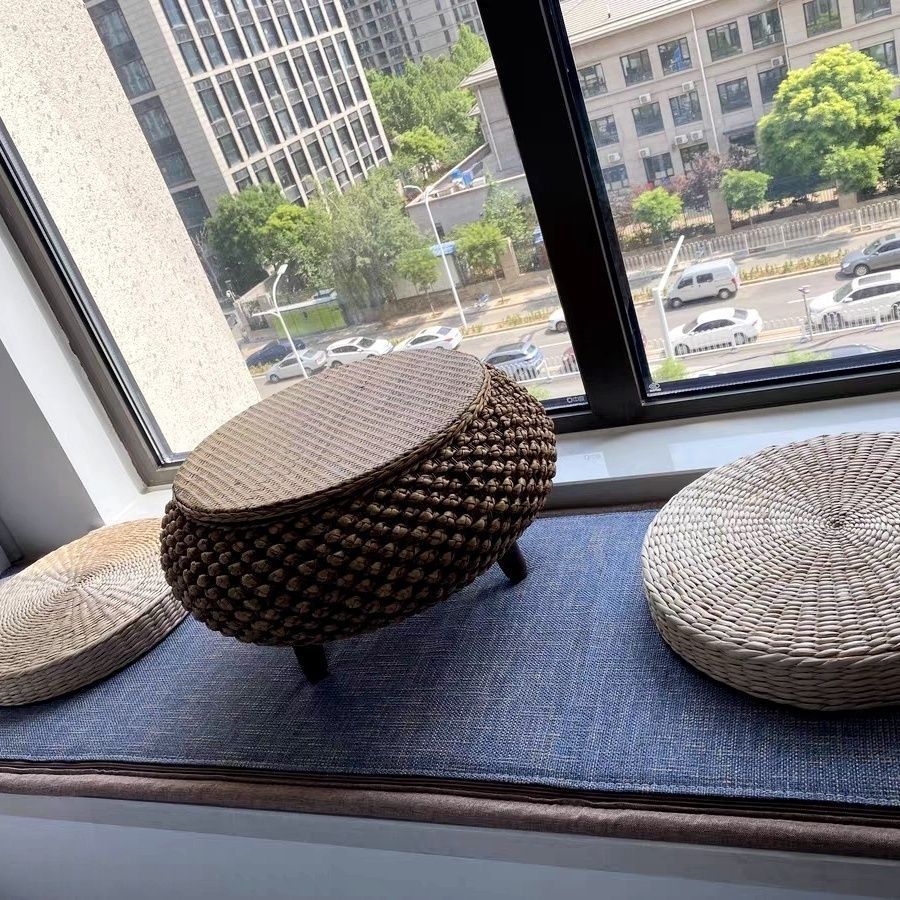 Japanese Rattan Wood Coffee Table with Storage