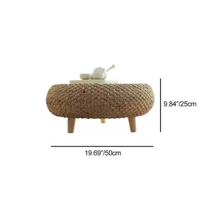 Japanese Rattan Wood Coffee Table with Storage — Walnut Color