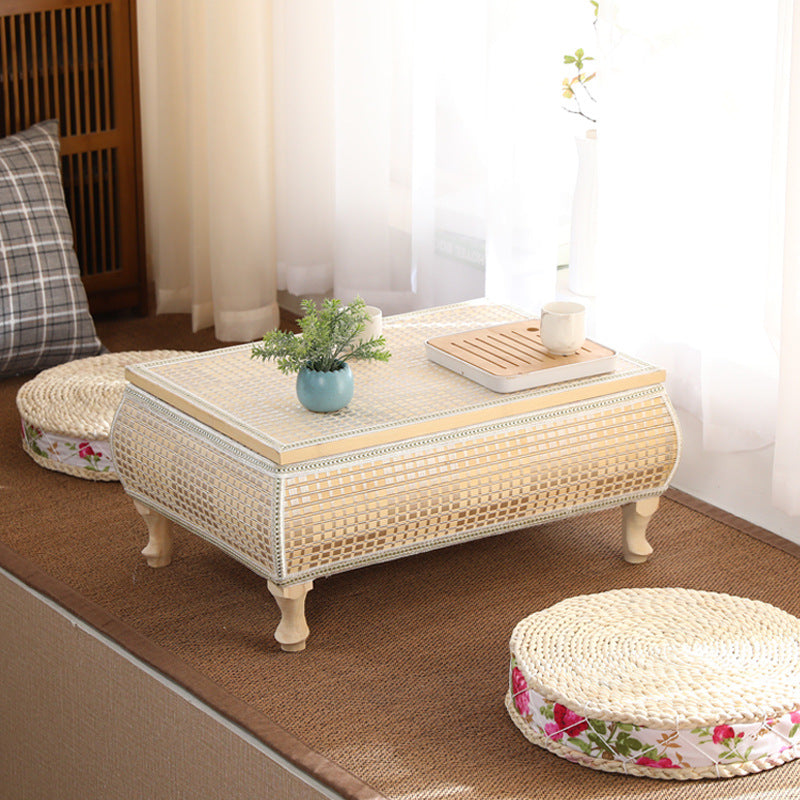 Japanese Bamboo Wood Coffee Table with Storage
