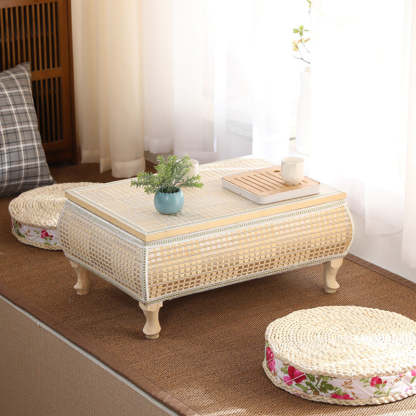 Japanese Bamboo Wood Coffee Table with Storage