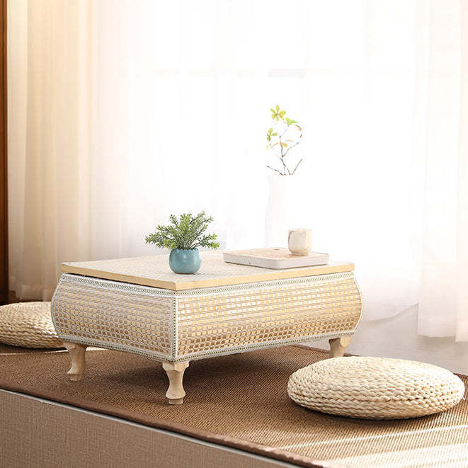 Japanese Bamboo Wood Coffee Table with Storage