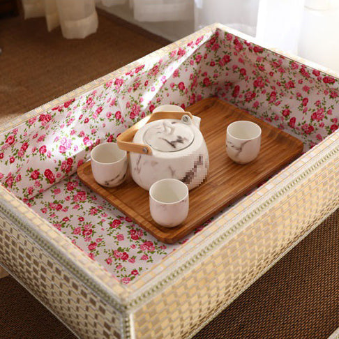 Japanese Bamboo Wood Coffee Table with Storage