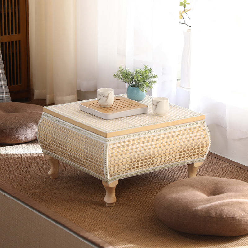Japanese Bamboo Wood Coffee Table with Storage