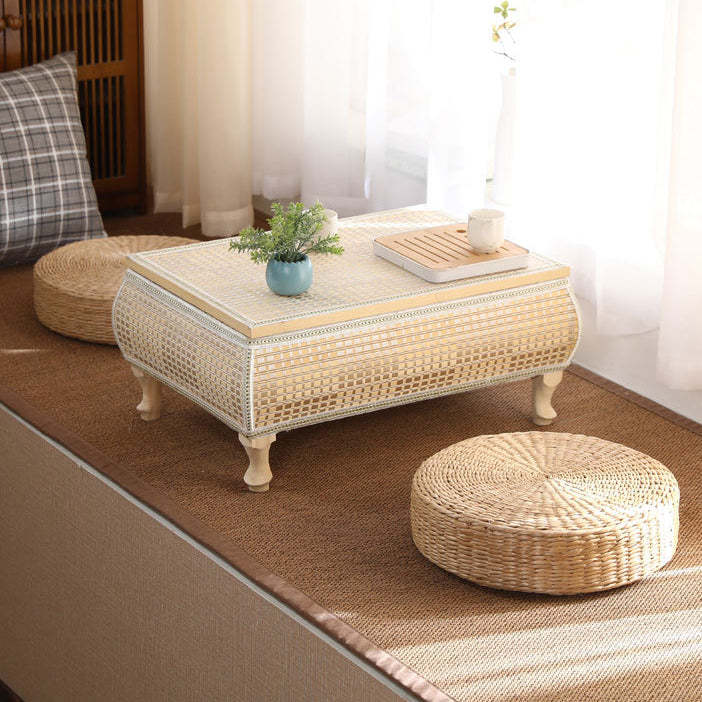 Japanese Bamboo Wood Coffee Table with Storage