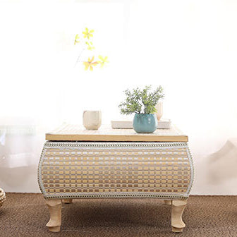 Japanese Bamboo Wood Coffee Table with Storage