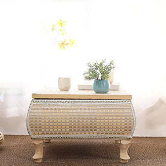 Japanese Bamboo Wood Coffee Table with Storage