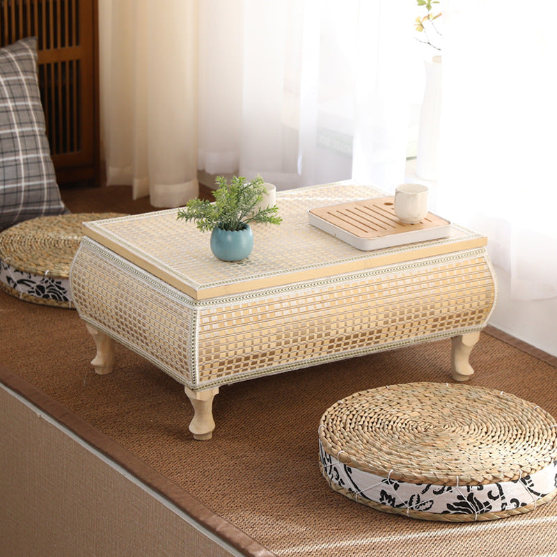 Japanese Bamboo Wood Coffee Table with Storage
