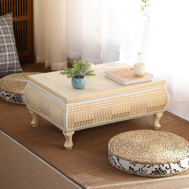 Japanese Bamboo Wood Coffee Table with Storage