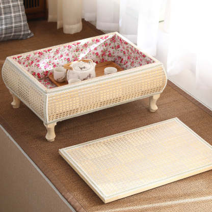 Japanese Bamboo Wood Coffee Table with Storage