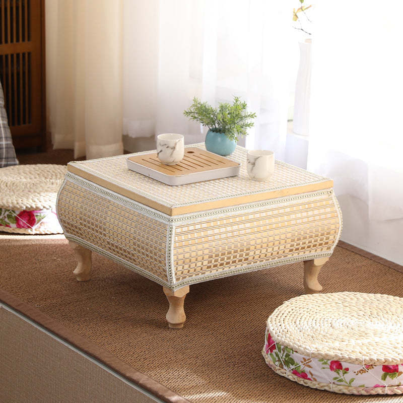 Japanese Bamboo Wood Coffee Table with Storage