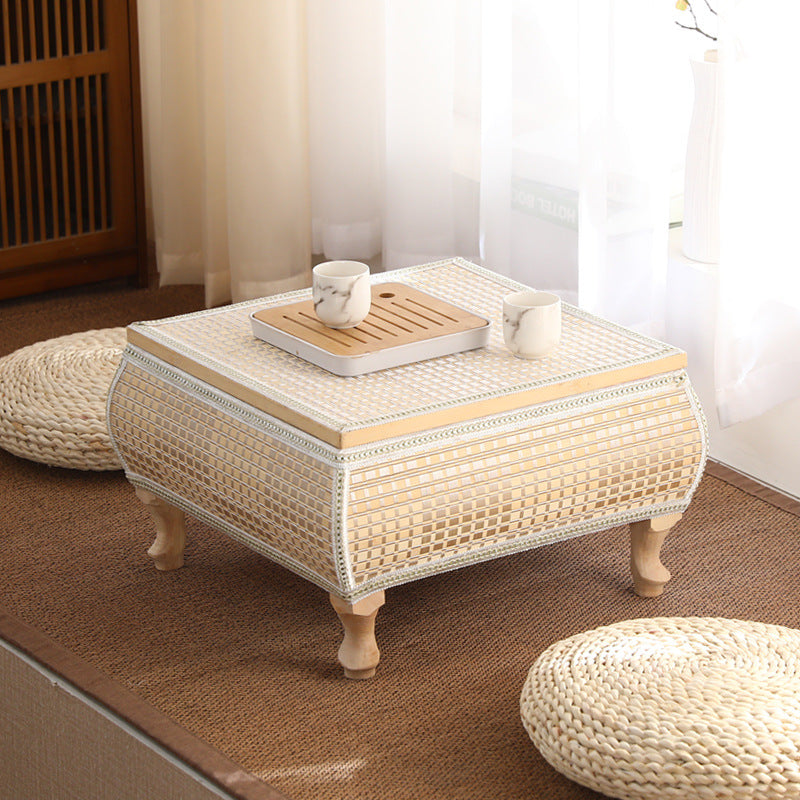 Japanese Bamboo Wood Coffee Table with Storage
