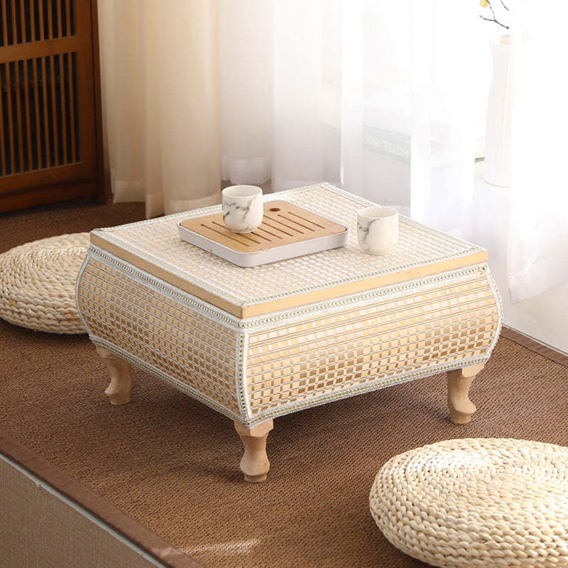 Japanese Bamboo Wood Coffee Table with Storage
