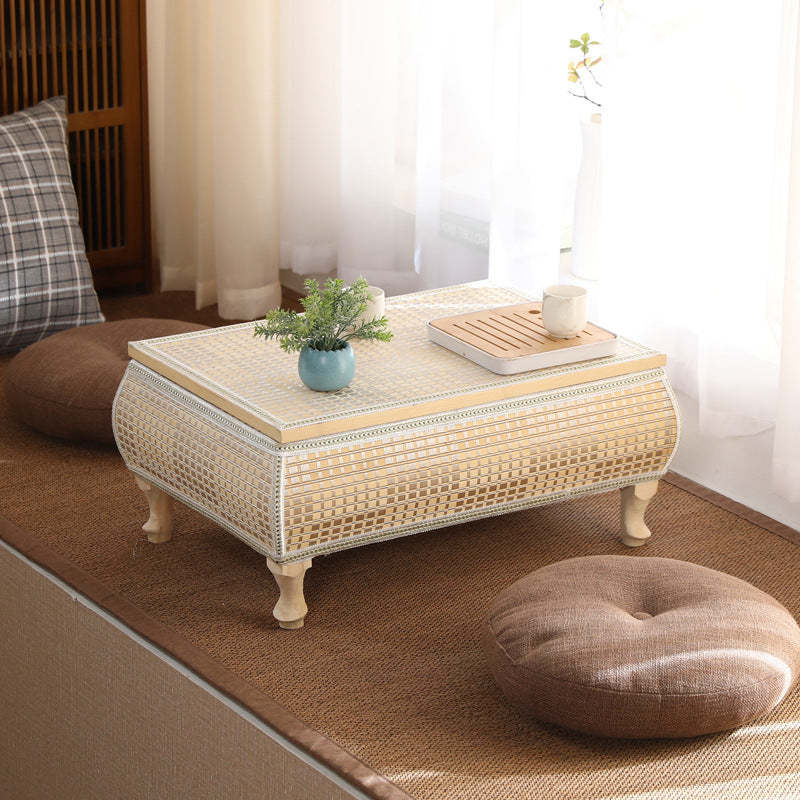 Japanese Bamboo Wood Coffee Table with Storage