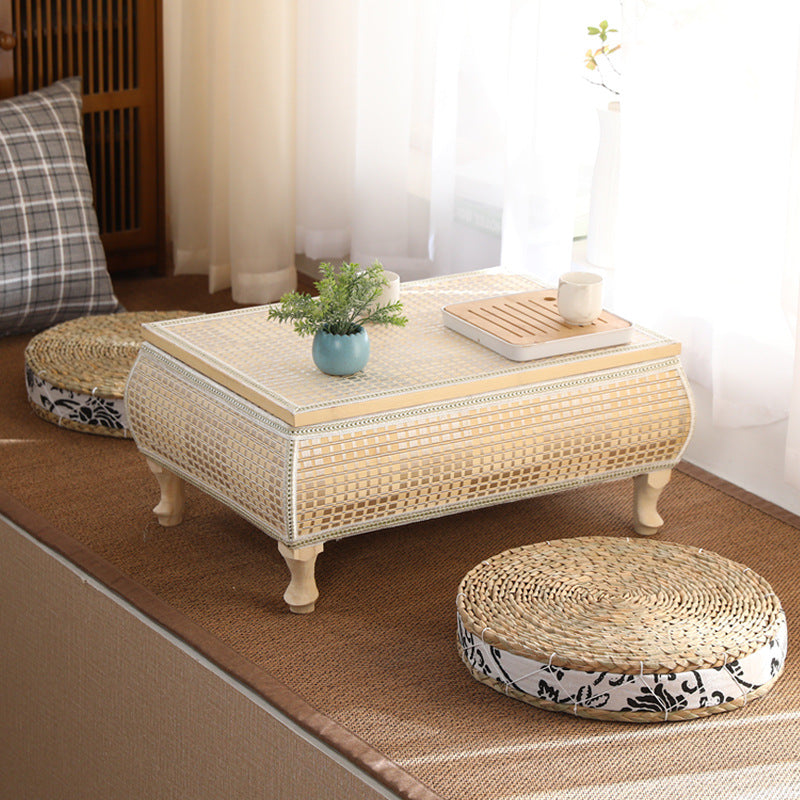 Japanese Bamboo Wood Coffee Table with Storage