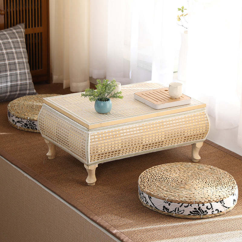 Japanese Bamboo Wood Coffee Table with Storage