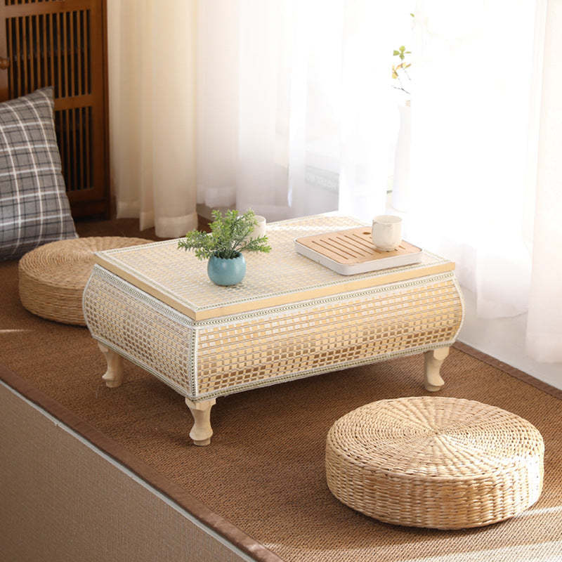 Japanese Bamboo Wood Coffee Table with Storage