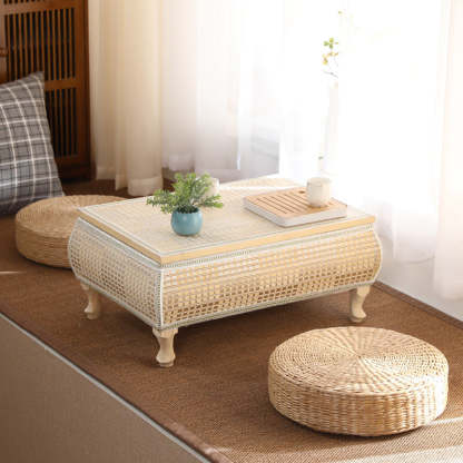 Japanese Bamboo Wood Coffee Table with Storage