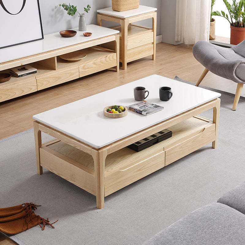 Chinese Ash Wood Slate Coffee Table