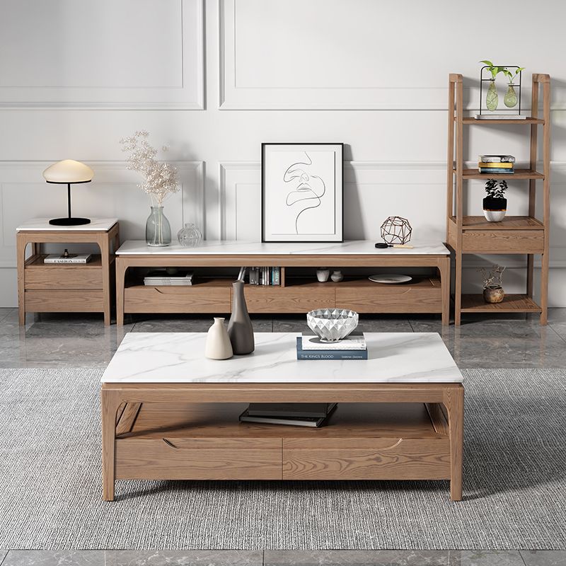 Chinese Ash Wood Slate Coffee Table